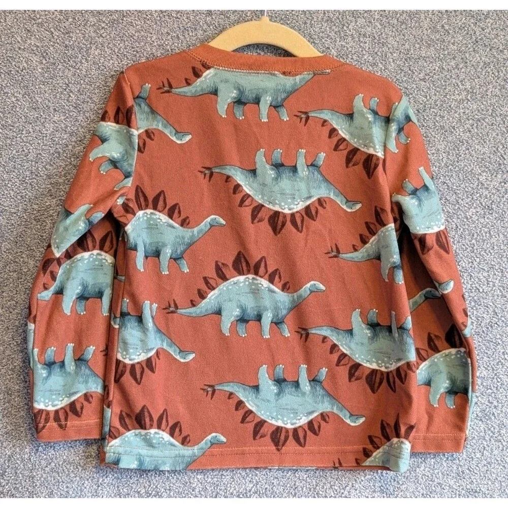 Carter's Boys Size 3T Brown Dinosaur Stego Fleece Long Sleeve Two Piece Pajamas - Picture 6 of 8